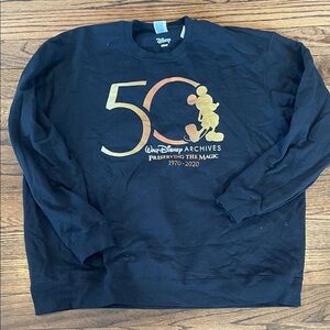 Port and Company Black Crewneck with Gold Disney Graphic